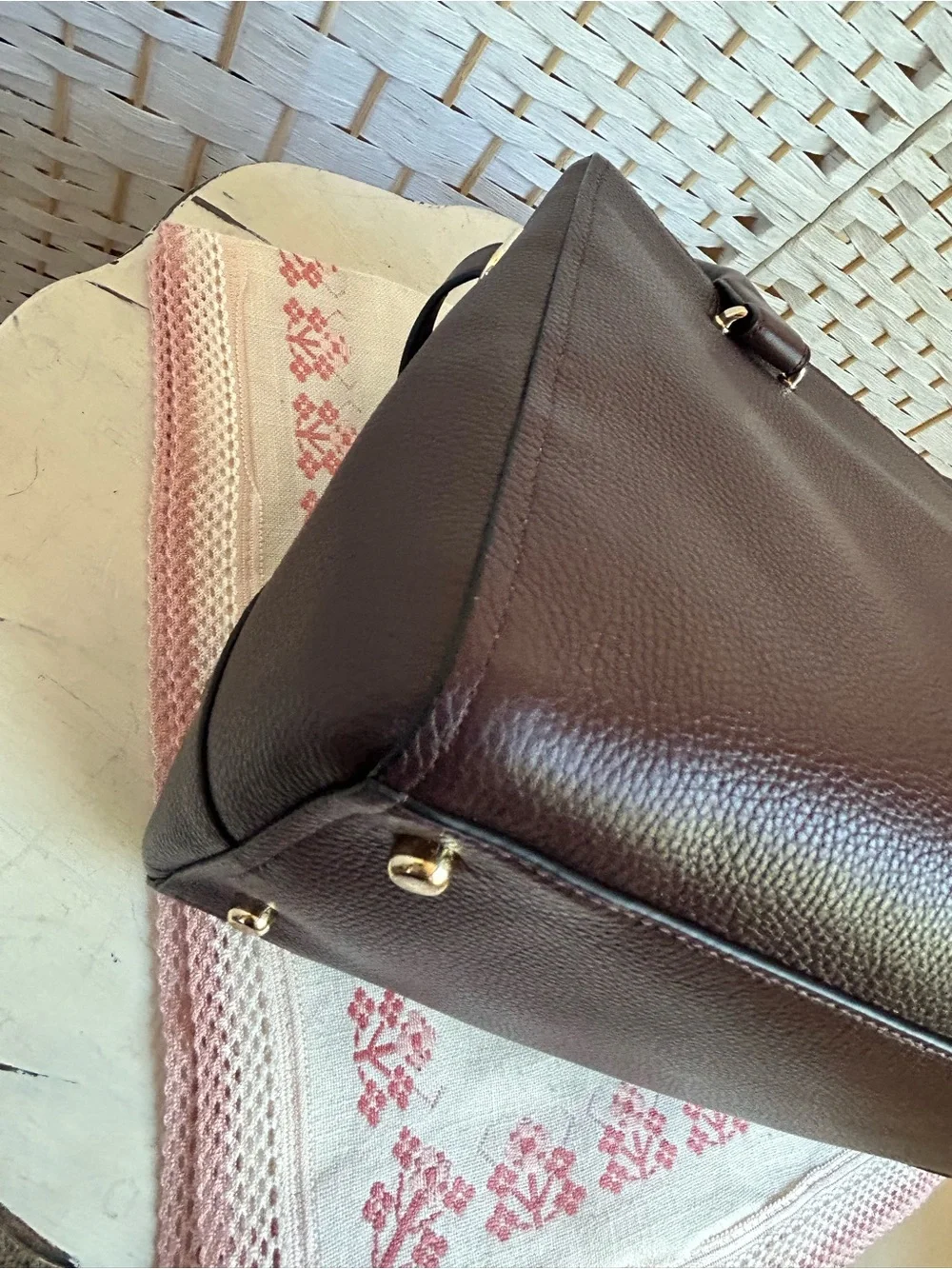 COACH Swagger Carryall 36488 OXBLOOD Pebble Leather Satchel Purse Bag Tote